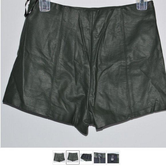 High Rise Faux Leather Green Hotpants Shorts Women sz S by XXI - Picture 2 of 4